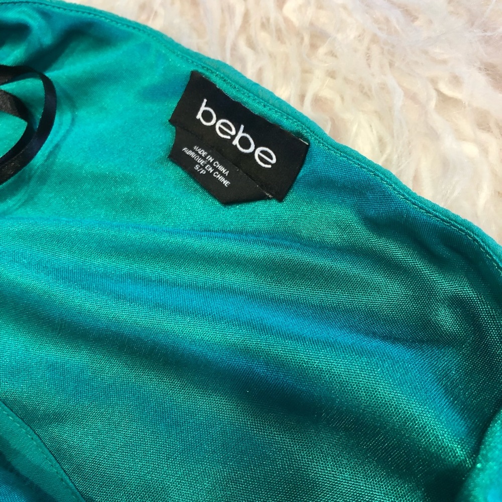 Bebe green high low halter dress, hi lo dress - Picture 7 of 7